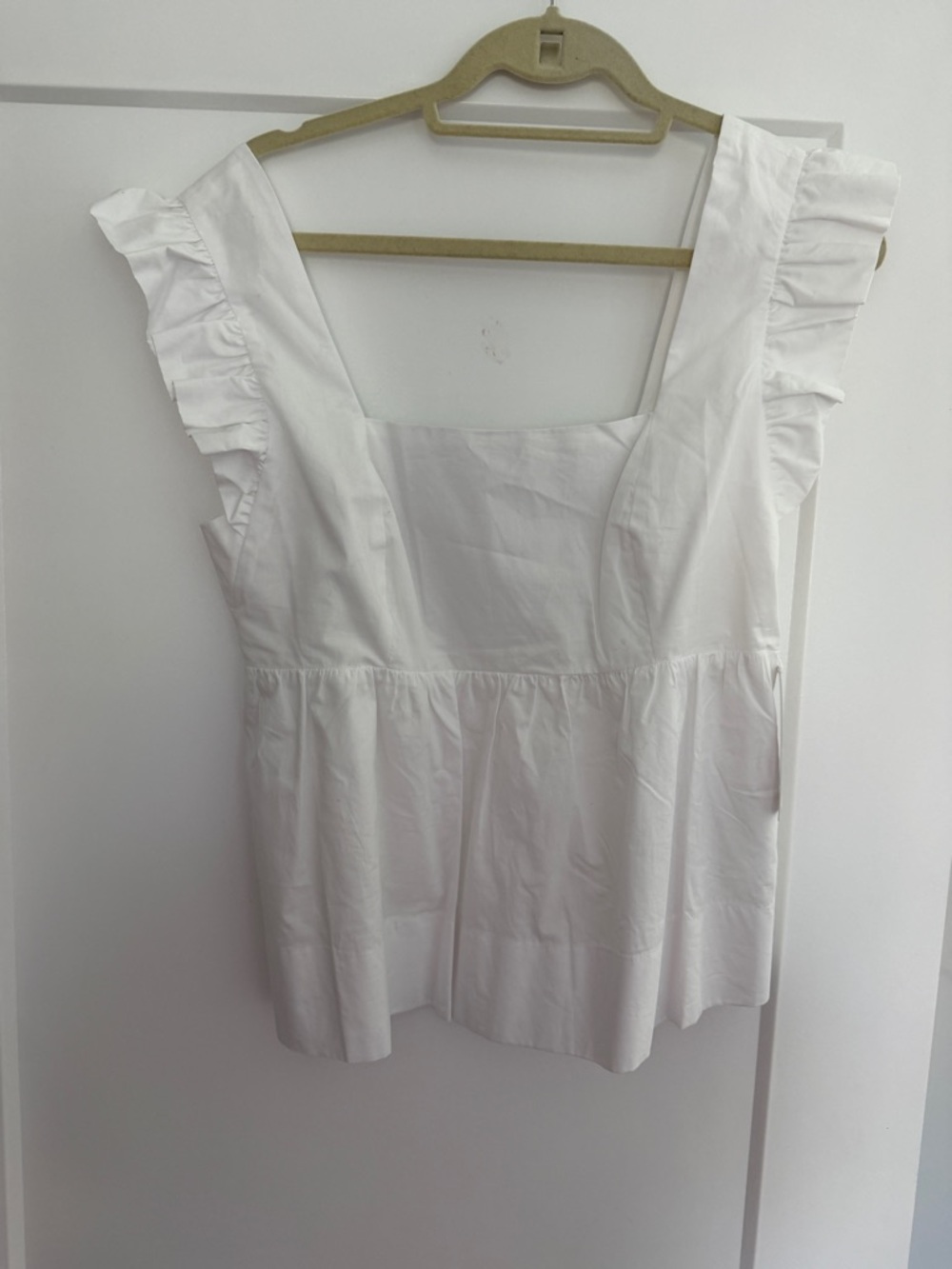 Lilly Pulitzer White Ruffle Sleeve Square-Neck Top